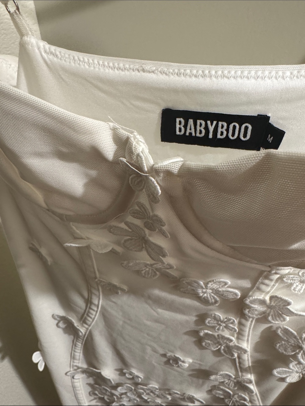 BABYBOO White Strapless Floral Appliqué Gown - Picture 6 of 7